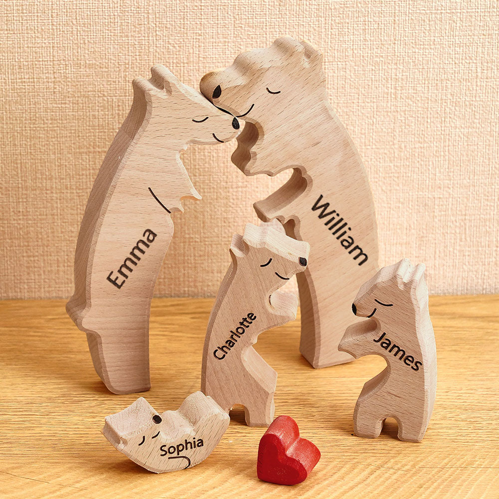 Personnalisé ours famille en bois Art Puzzle cadeau pour famille