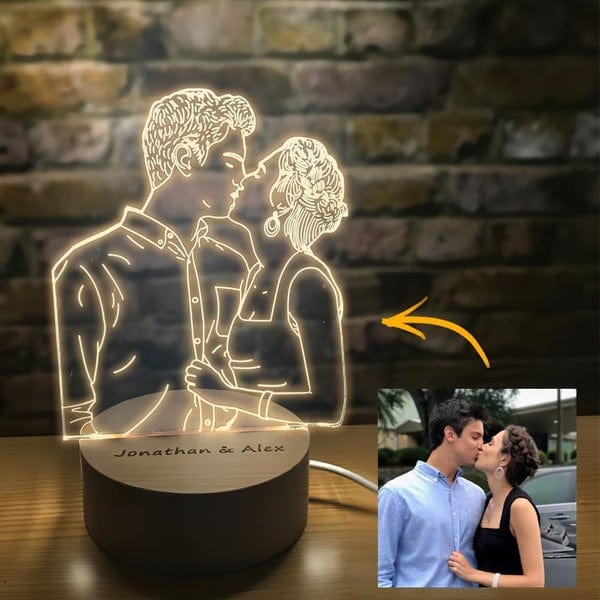 Veilleuse 3D Romantique Personnalisée, 3 Couleurs Personnalisées Nom Et  Date Lampe Acrylique Lampe LED Personnalisée, Cadeau Pour Petite Amie Petit